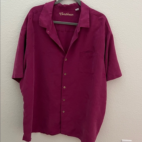 Caribbean Men’s 3XB Burgundy Camp Shirt | Modal Blend Short Sleeve Button-Up - Picture 1 of 4